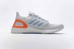 Tênis Adidas UltraBoost 20 - Branco Azul Claro e Laranja - Masculino