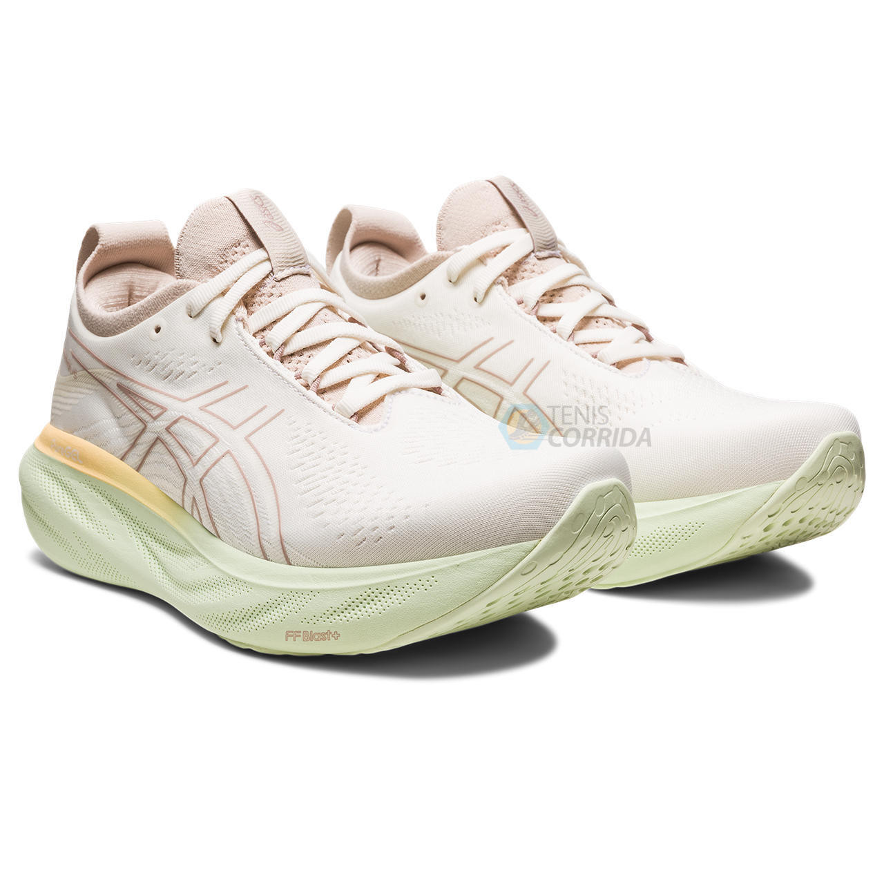 Tênis Asics Gel Nimbus 25 - Masculino - Creme e Verde Claro 