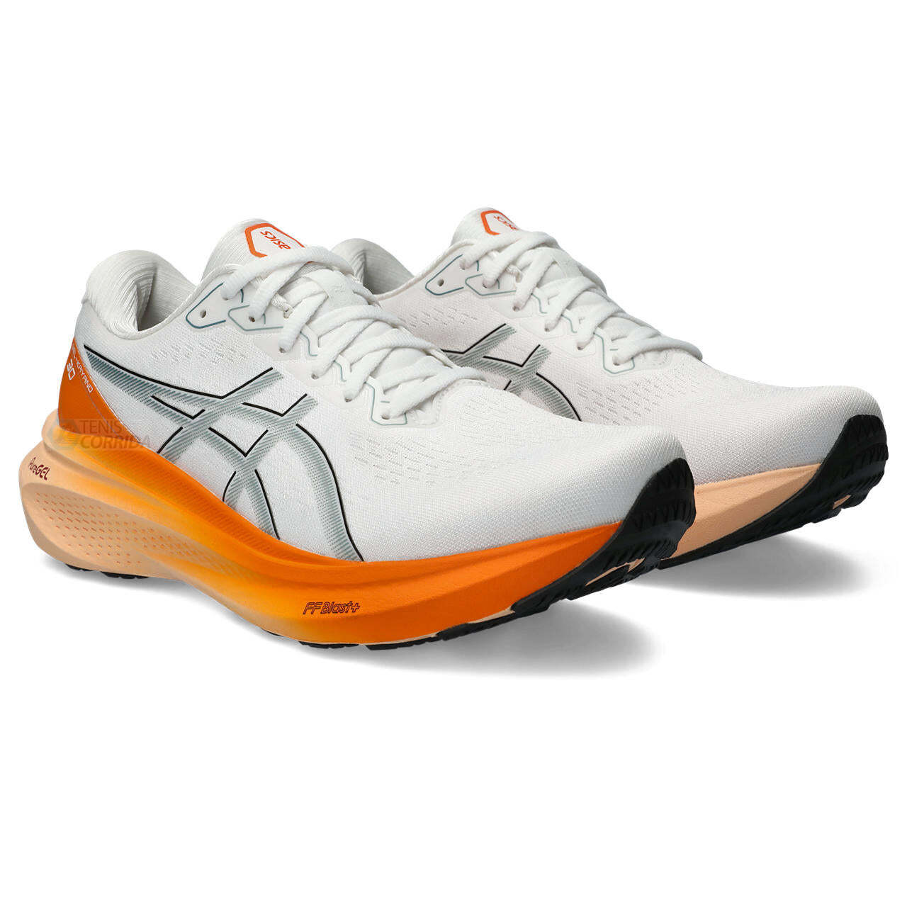 Tênis Asics Gel Kayano 30 - Branco e Laranja - Masculino 