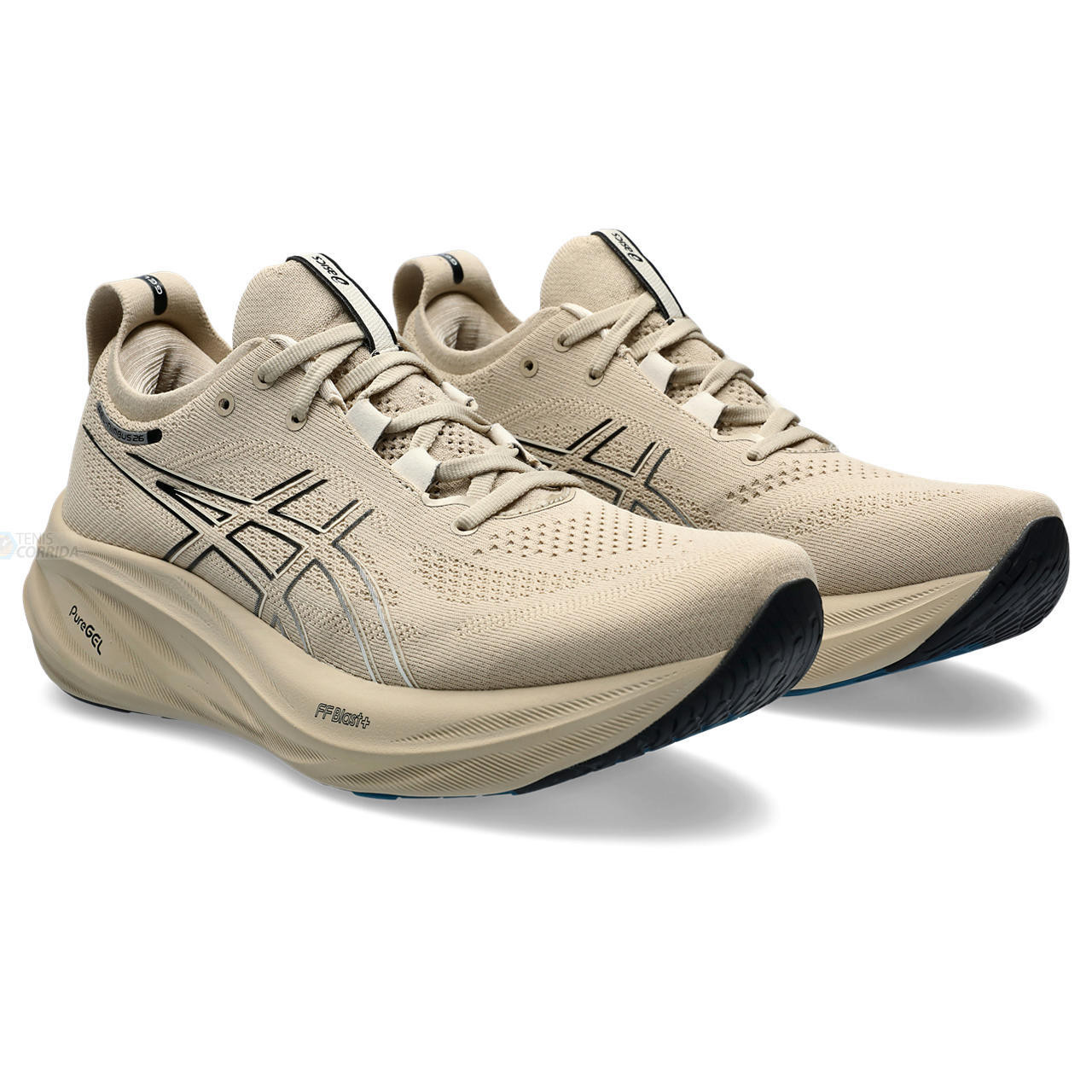 Tênis Asics Gel Nimbus 26 - Cinza Bege e Preto - Masculino 