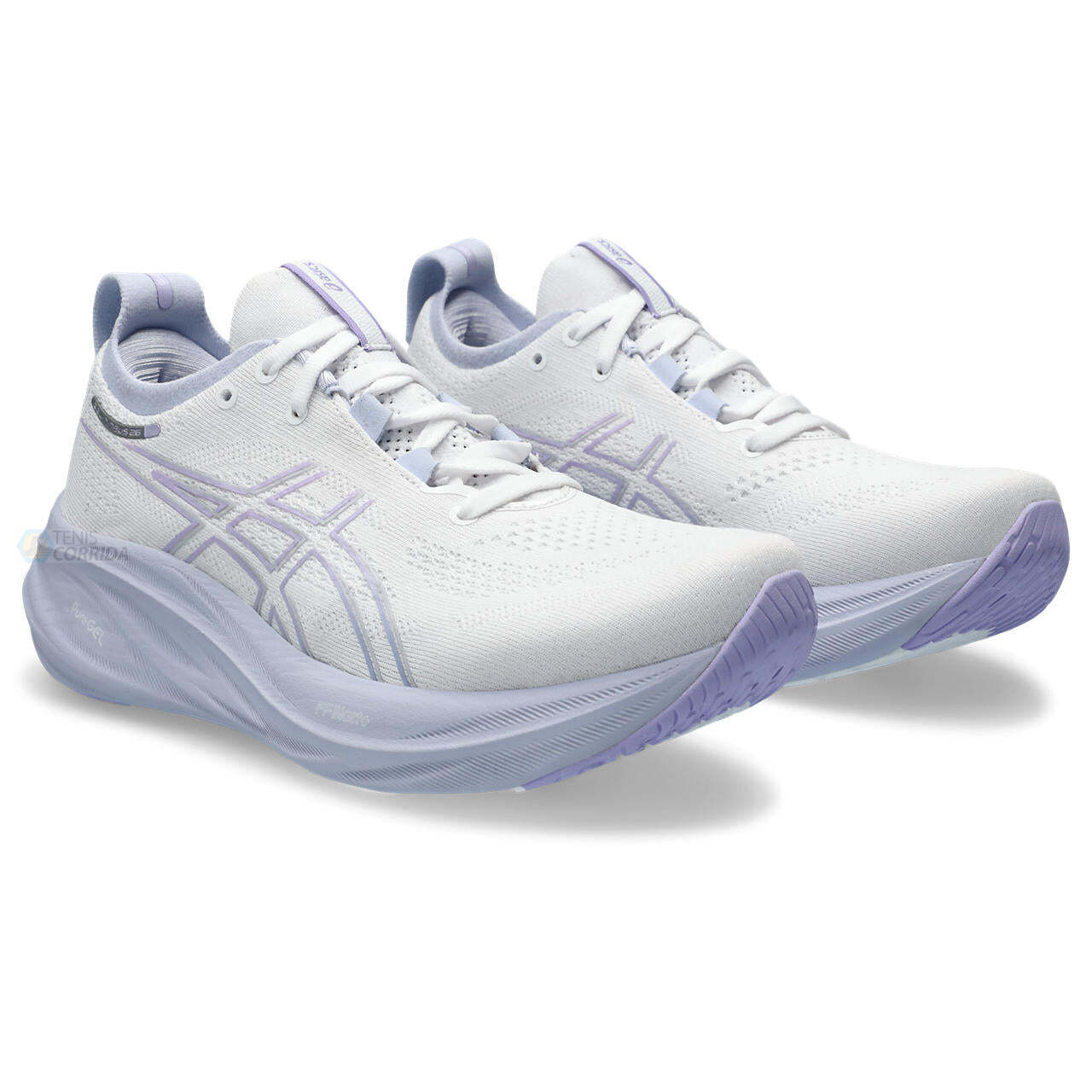 Tênis Asics Gel Nimbus 26 - Branco e Roxo Claro - Feminino