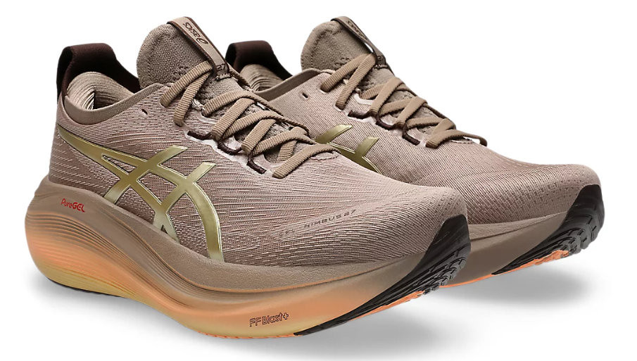 Tênis ASICS GEL Nimbus 27 Luxe - Masculino - Dourado e Marrom